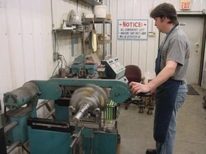 John Johnson works in the machine shop and does our racing crankshaft balancing.